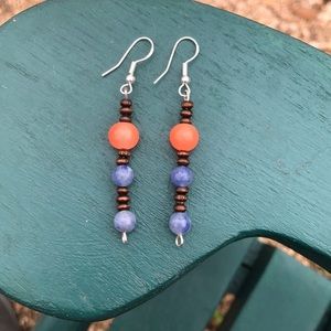 Sterling silver original wood glass beaded earring